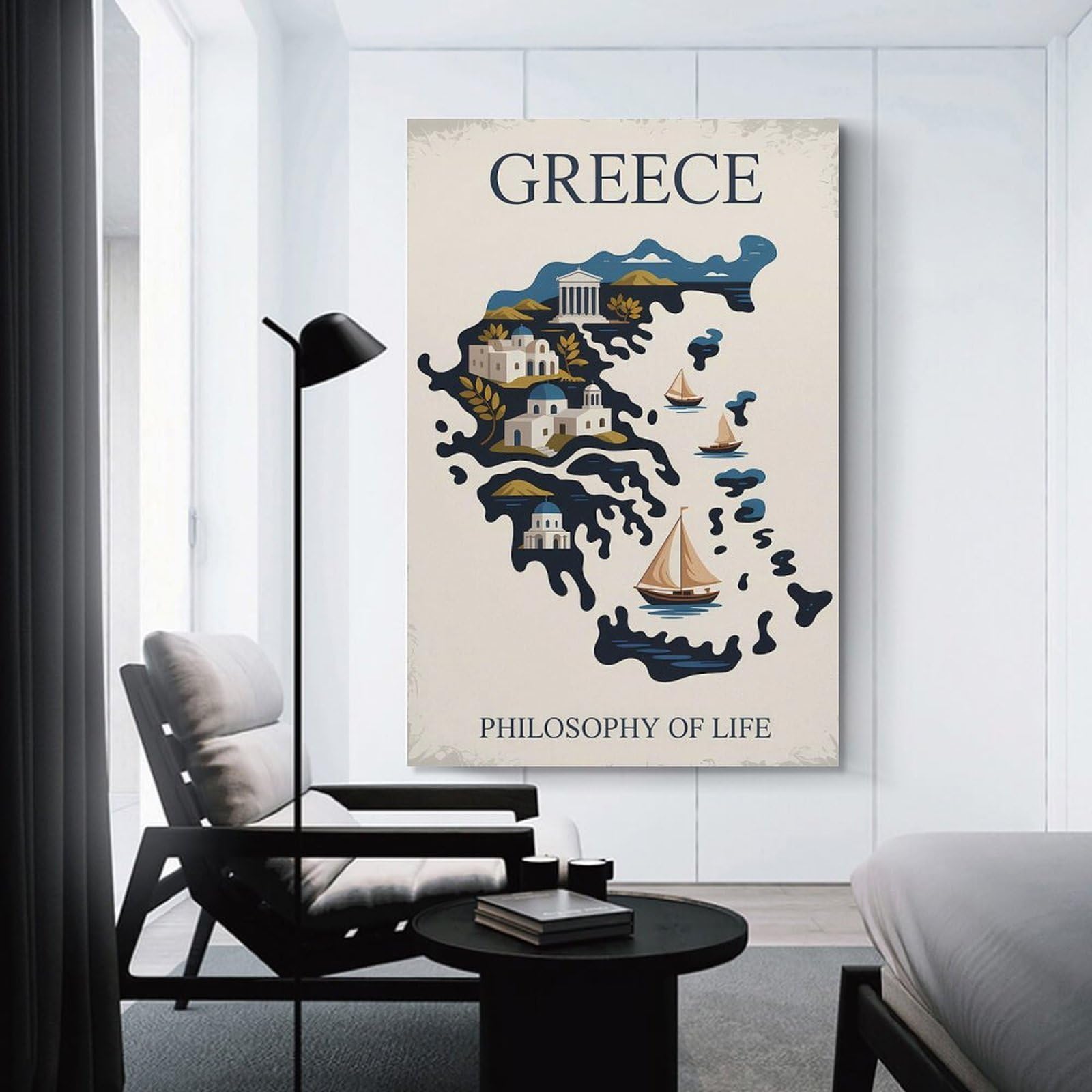 Junmoney Room Decor Wall Art Greece Philosophy of Life Map(2), 08x12inch(20x30cm), for Flats, Guest Rooms Or Compact Rooms, Wall Decor with Flexible Room Appeal