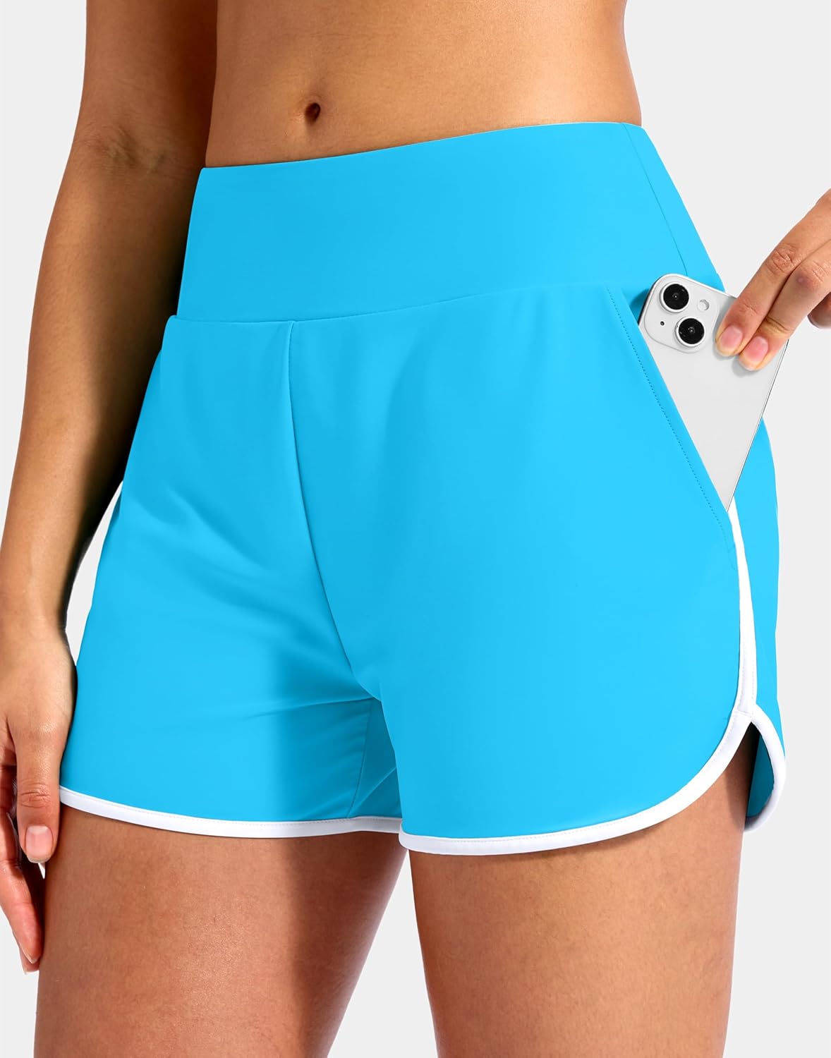 G Gradual 3" Women's Swim Shorts 3 Pockets High Waisted Board Shorts Tummy Control Swimsuit Bottoms with Liner Beach Water - Image 2