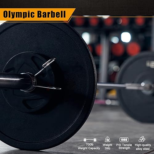 Miniatura 4 de Barra olímpica para levantar, barra de pesas para levantamiento de pesas, levantamiento de pesas y fitness en casa (84 pulgadas7 pies, capacidad de