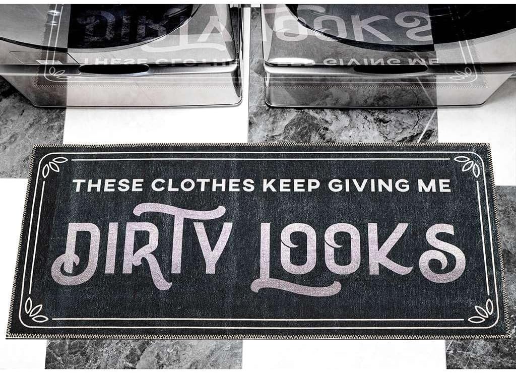 Benissimo Soft Woven Rugs, 24x56 Laundry Room Rug, 85% Cotton, Funny Non Skid Rubber Laundry Mats, Machine Washable, Runner Floor Mat for Washroom, Bathroom, Kitchen Decor, Laundry Sucks