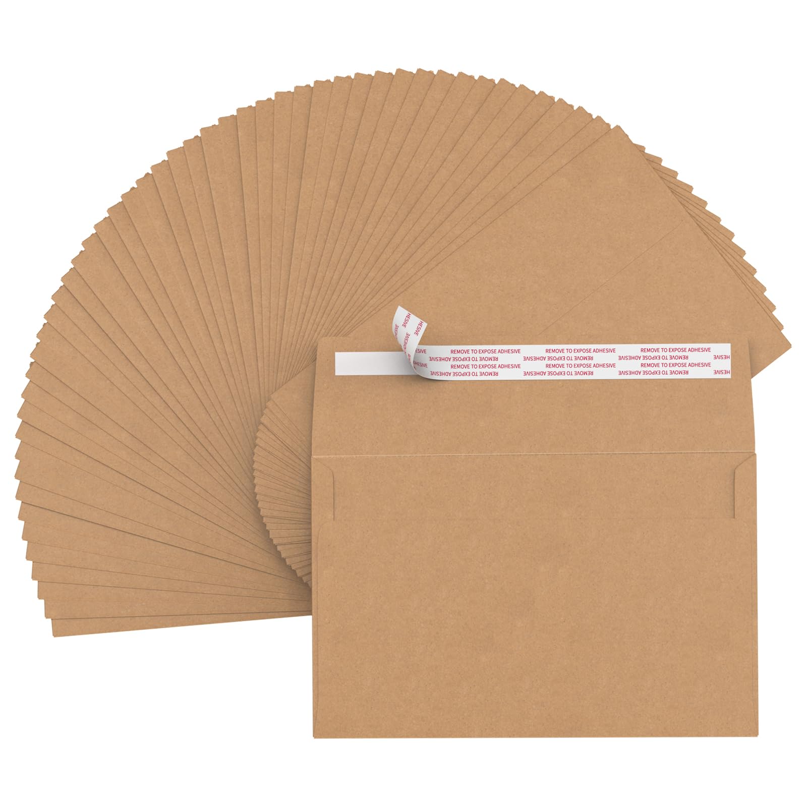 5x7 Envelopes for Invitations, A7 Printable Self Seal Envelopes for 5x7 Cards, Photos, Wedding, Birthday, Postcards, Graduation, Parties, 5.25 x 7.25 Inches （50 Pack）, Brown