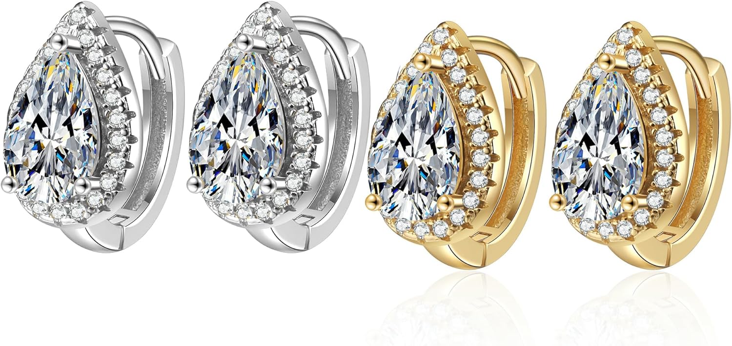 2ct Pear Moissanite Earrings for Women Gifts -5x8MM Laboratory Diamond S925 Silver gold-plated Earrings Jewelry Wedding