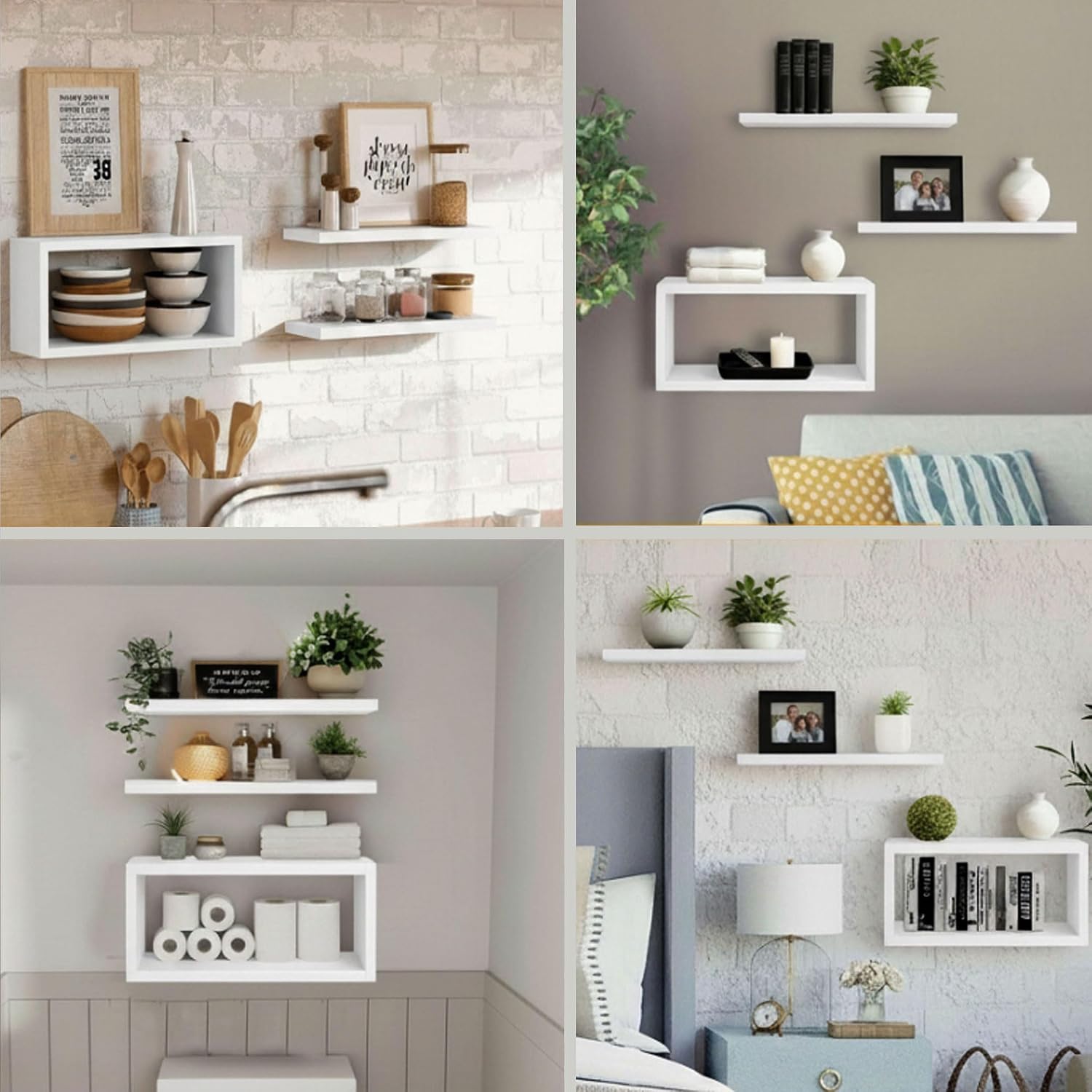Heavy Duty White Floating Shelves 15.7 Inch 3 Pack Wall Mount Storage Decor for Household