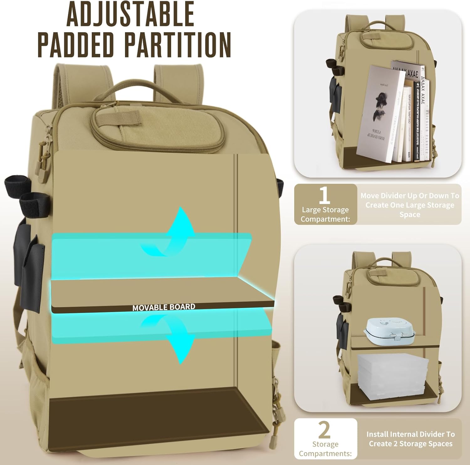 CMOOD Fishing Backpack, Fishing Tackle Backpack With Rod Holders 4 Tackle Boxes, Green