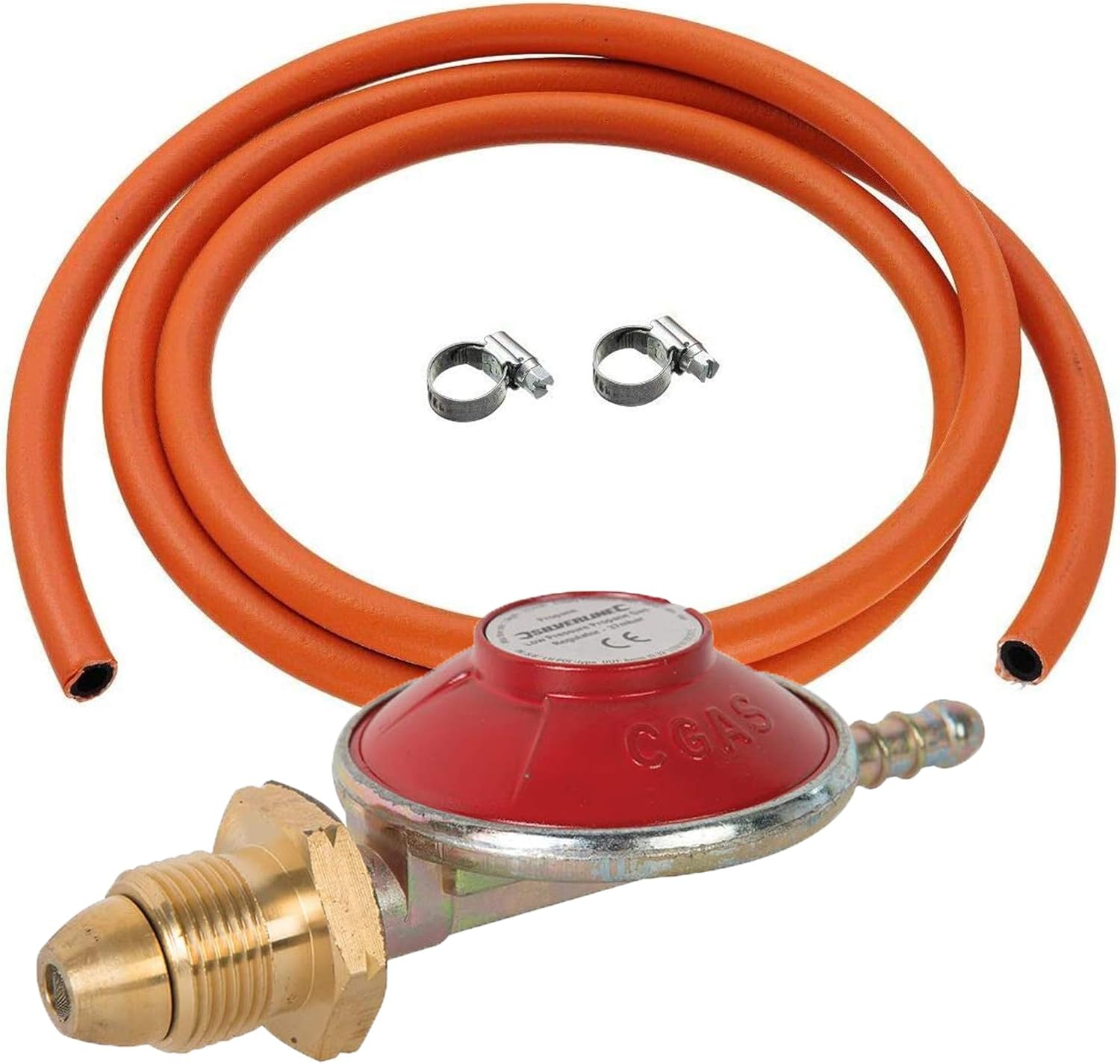 Silverline 37 Mbar Propane Gas Regulator kit 772190 + 2m of Orange Gas