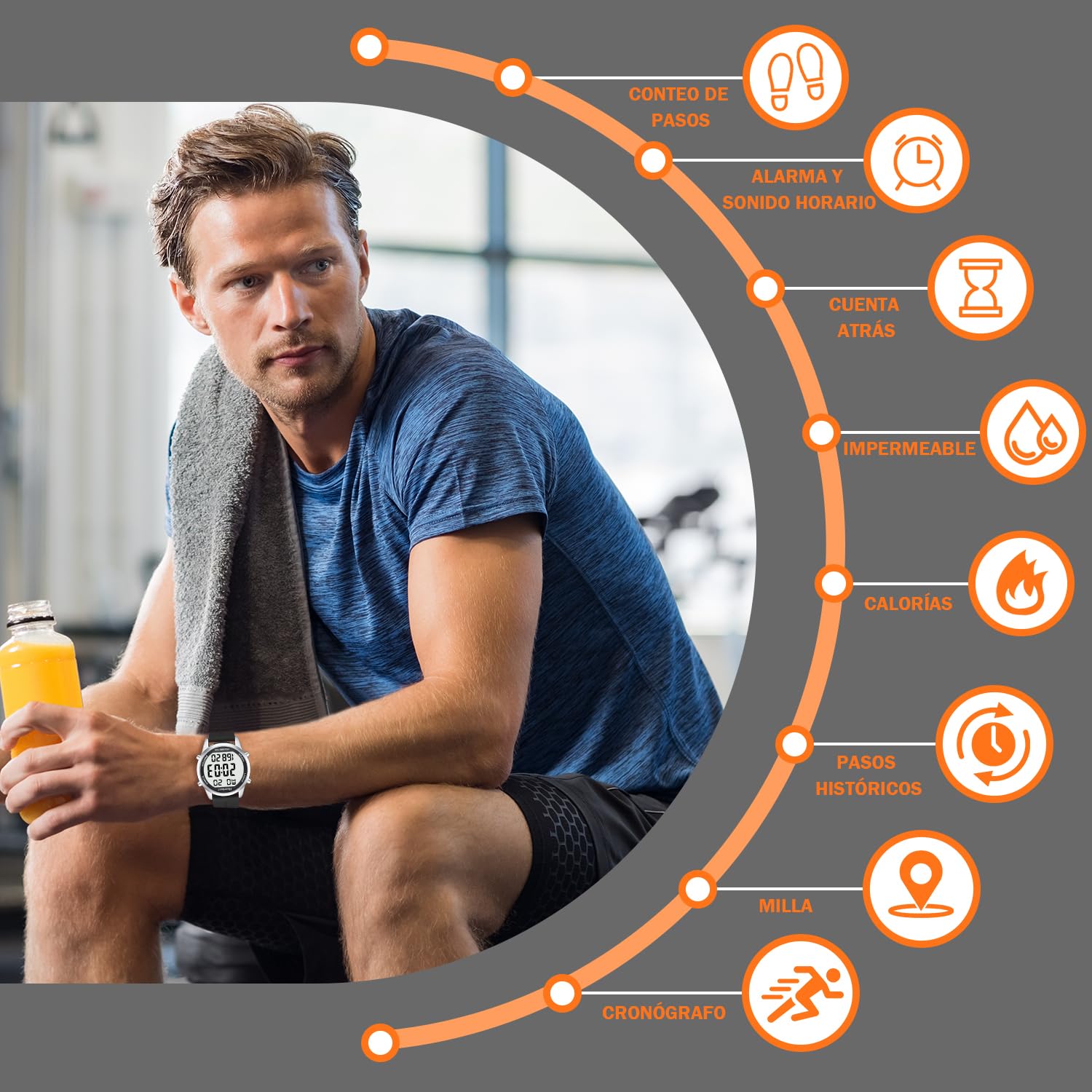 Hearkent Pedometro Orologio da passeggio per anziani, senza Bluetooth, senza app richiesta, con contatore di passi e numeri LCD grandi