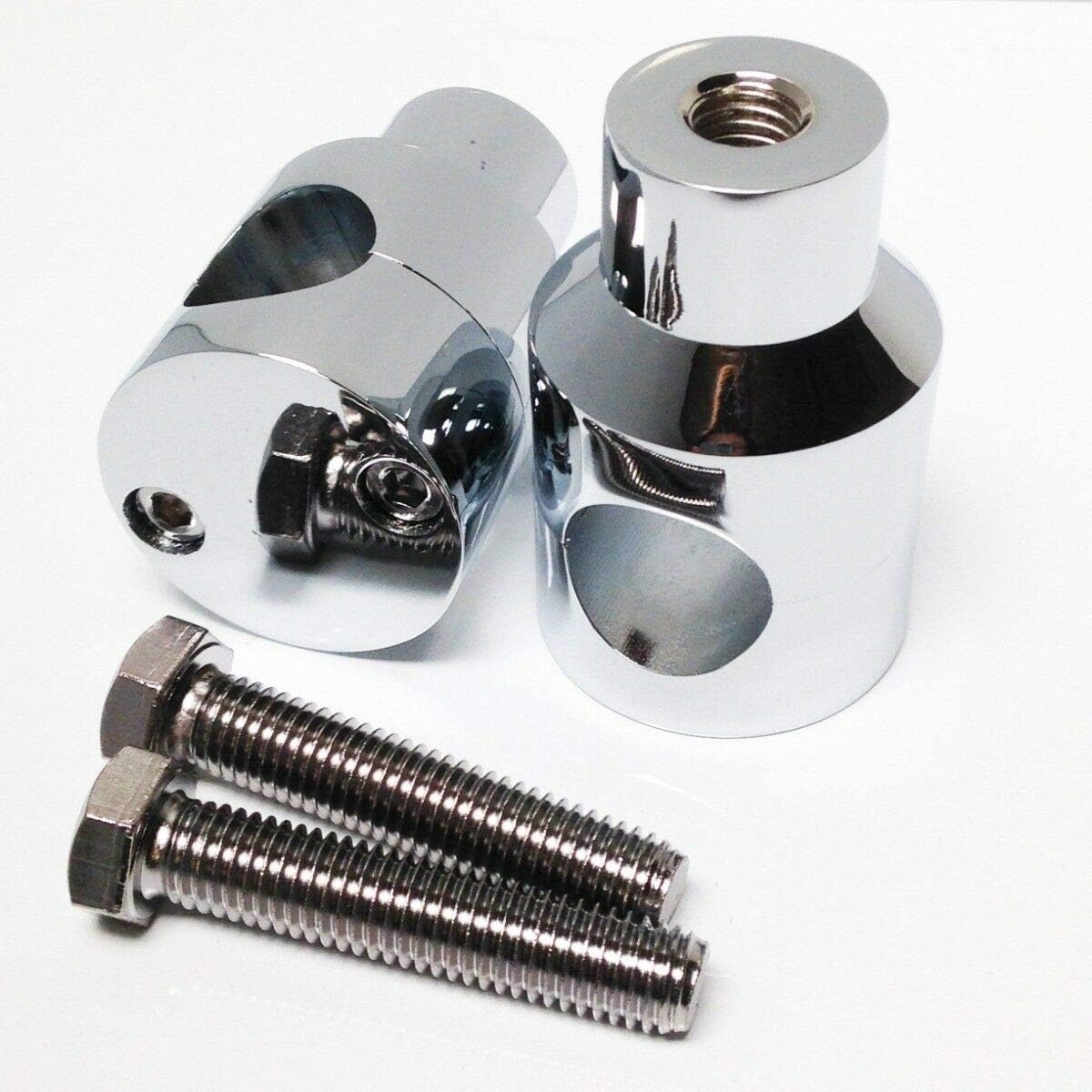 SMT-Chrome Shorty ROUND 1" Handlebar Riser Compatible With Most Motorcycle [B00RURA19Q]