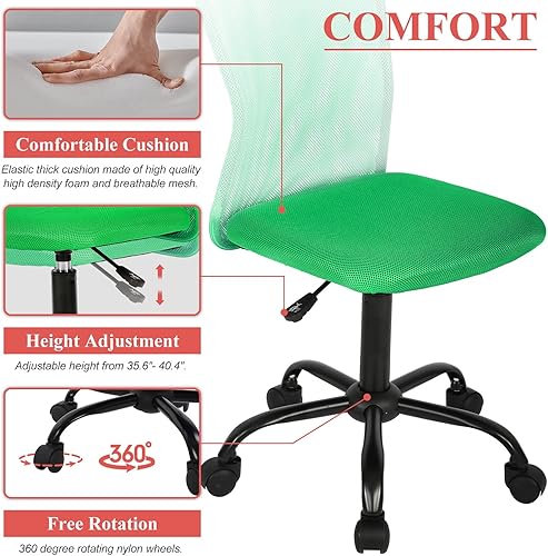 Miniatura 4 de Silla de oficina de malla con respaldo medio, silla ergonómica para computadora, silla de trabajo de altura ajustable, moderna silla giratoria sin