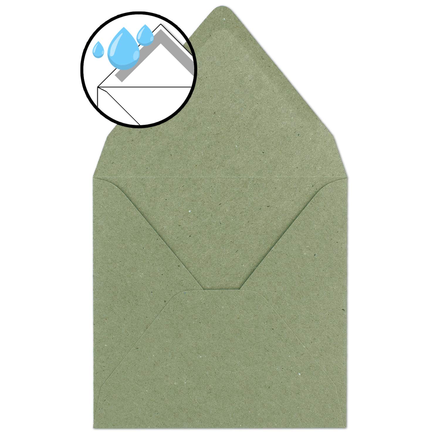 Square single card set - 15 x 15 cm - with envelopes - kraft paper green - 25 pieces - for greeting cards & more - Image 4