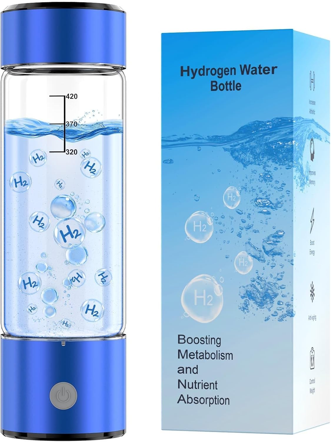 Upgrade Hydrogen Water Bottle, 3Min 2200PPB Rapid Hydrogen Water Generator -SPE PEM Tech, 14OZ Portable Hydro Water Machine, Health Care Gifts for Husband, Wife, Family, Friends, Travel
