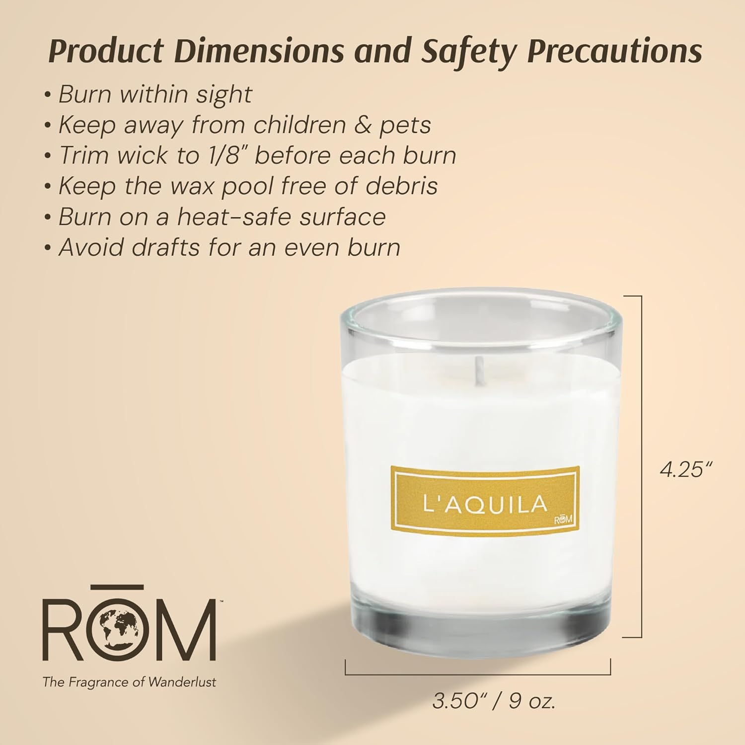 L’Aquila Luxury Scented Candle – Natural Plant Based Wax, 9oz – Bergamot, Fig, Cypress & Amber - Long Lasting 60 Hour Burn – Non-Toxic, Hand-Poured in USA for Home