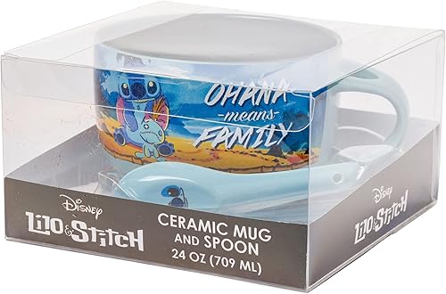 Miniatura 5 de Silver Buffalo Stitch and Scrump Ohana Means Family - Juego de cucharas de cerámica en caja, 24 onzas Perk Central de 24 oz,Negro