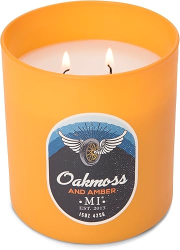 Miniatura 3 de Manly Indulgence Velas perfumadas de musgo de roble y ámbar para hombres, 2 mechas, mezcla de soja prémium de 15 onzas, quema 60H, velas para el