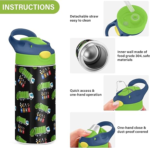 Miniatura 5 de Botella de agua de acero inoxidable para niños, botella de agua aislada al vacío de acero inoxidable de 12 onzas para niños, botellas aisladas al