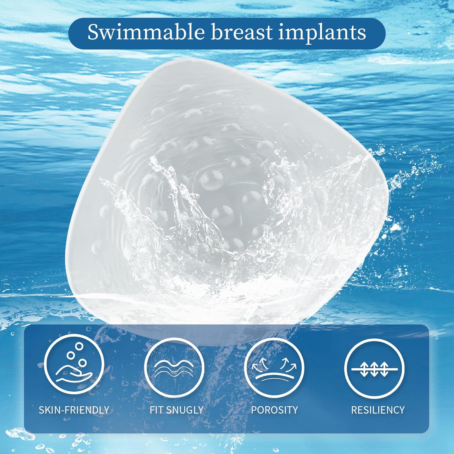Mastectomy Breast Prosthesis for Swimming,Waterproof Swim Breast Form for Mastectomy Women Concave Bra Pad Inserts(1 Piece)
