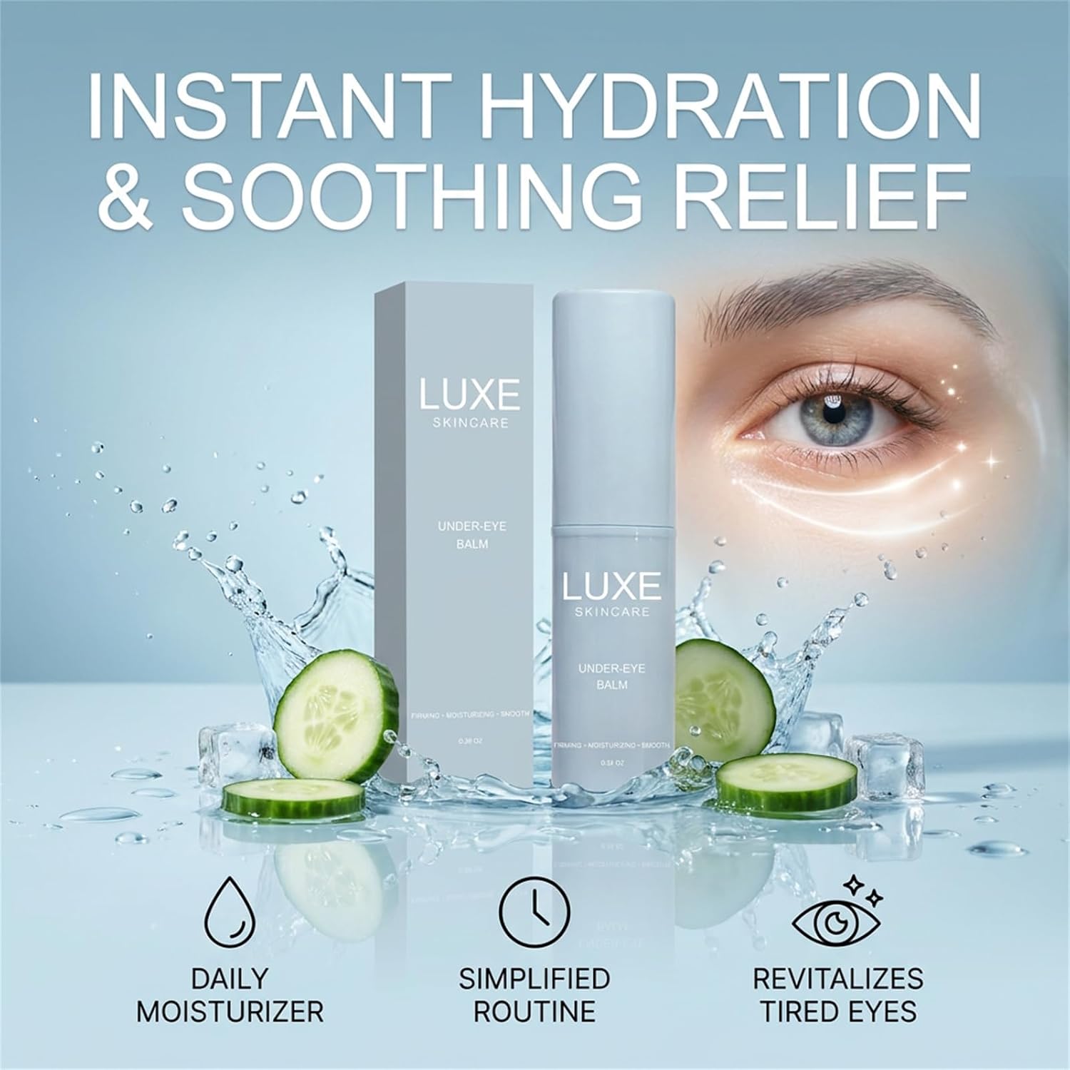 Luxe Korean Under Eye Balm, Lift & Firm 3-in-1 Multi Balm Stick, Hydrating & Smoothing Eye Cream for Daily Eye Care