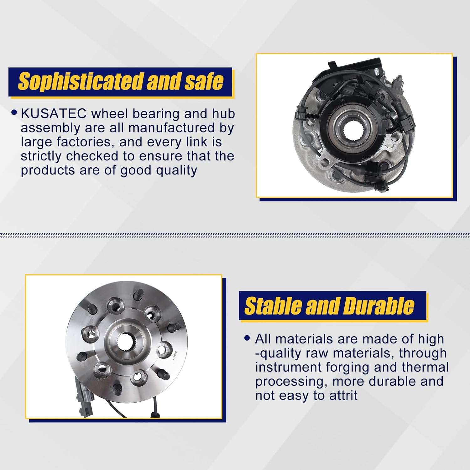 KUSATEC 515111 Front Right Wheel Bearing and Hub Assembly Compatible with 2004-2008 Chevy Colorado, GMC Canyon, 2006 Isuzu i-350 2007-2008 i-370, 6 Lug Bolts w/ABS
