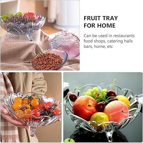 Miniatura 6 de Cabilock Trípode de cristal para fruta, cuenco de cristal para decoración de alimentos, plato de caramelo de cristal, tazones de pasta, cuenco de