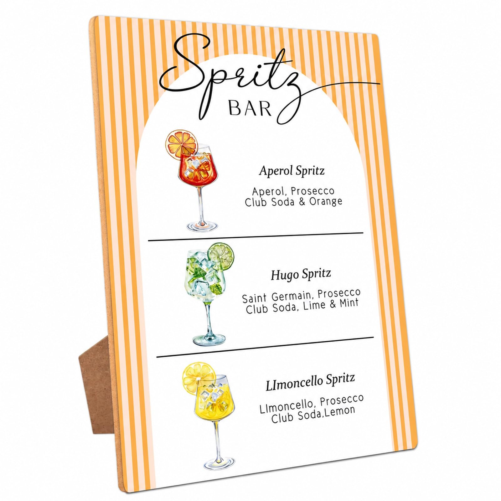 Borealyn Wood Aperol Spritz Bar Sign for Home Bar, 20x30cm Aperol Spritz Party Decorations, Cocktail Drink Station Table Sign for Bridal Shower, Baby Shower, Graduation, Birthday, Wedding Decorations