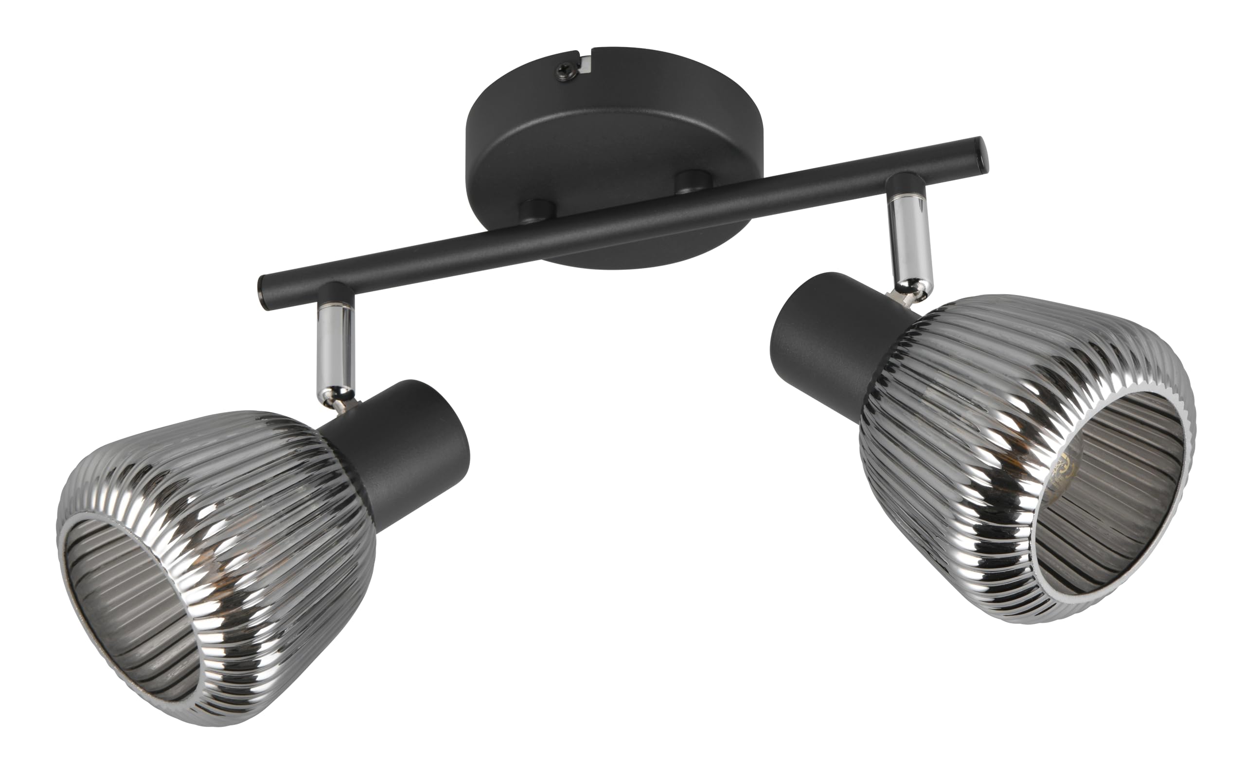Trio Leuchten Tarifa 862800232 Spotlight Bar, Matt Black Metal, Glass Chrome Spray, Excluding 2X E14