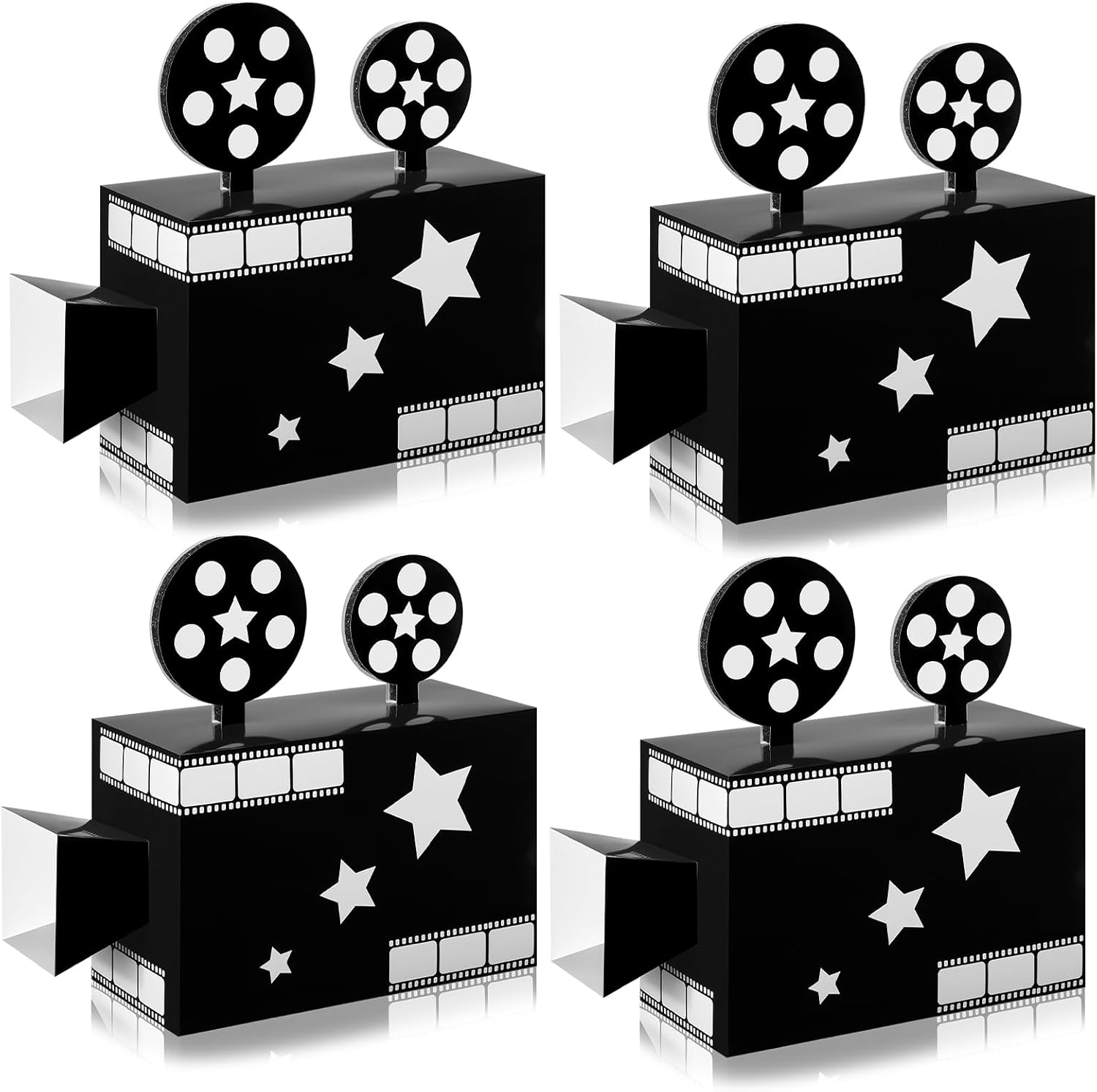 4 Pcs Movie Night Party Decorations 11.8 Inch Red Carpet Party Centerpieces Decorations Paper Projector Home Theater Sign Movie Theme Theater Room Decor for Night Home Supply