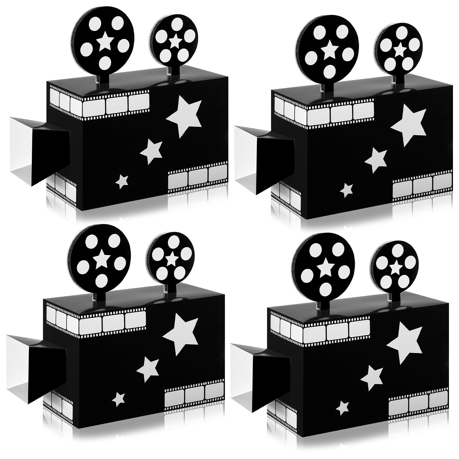 Affrolling 2 Pcs Movie Night Party Decorations 11.8 Inch Red Carpet Party Centerpieces Decorations Paper Projector Home Theater Sign Movie Theme