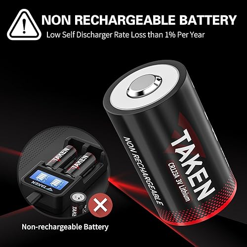 Miniatura 4 de Batería CR123A, 123 baterías no recargables de litio de 3 V, paquete de 4 unidades para sistema de alarma, detector de humo, detector de movimiento,