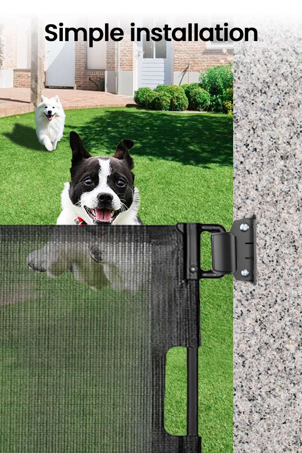 Yaekea Retractable Baby Gate Replacement Parts Compatible with 55" W x 33" H Retractable Baby Gates Including 2 Latches+2 Brackets+1 Set of Screws for Dog Gate Easy Installation - Image 4