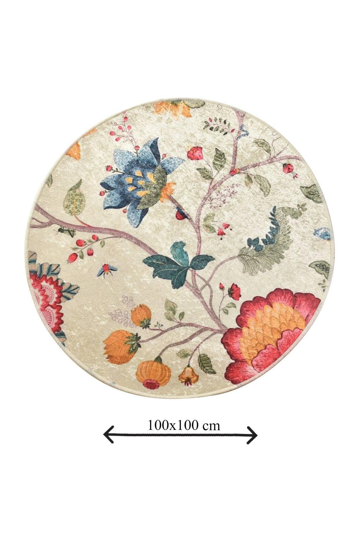 Alfombra de baño Dmora Albano 100x100 cm Multicolor, Forma Redonda, Lavable en Lavadora, Antideslizante