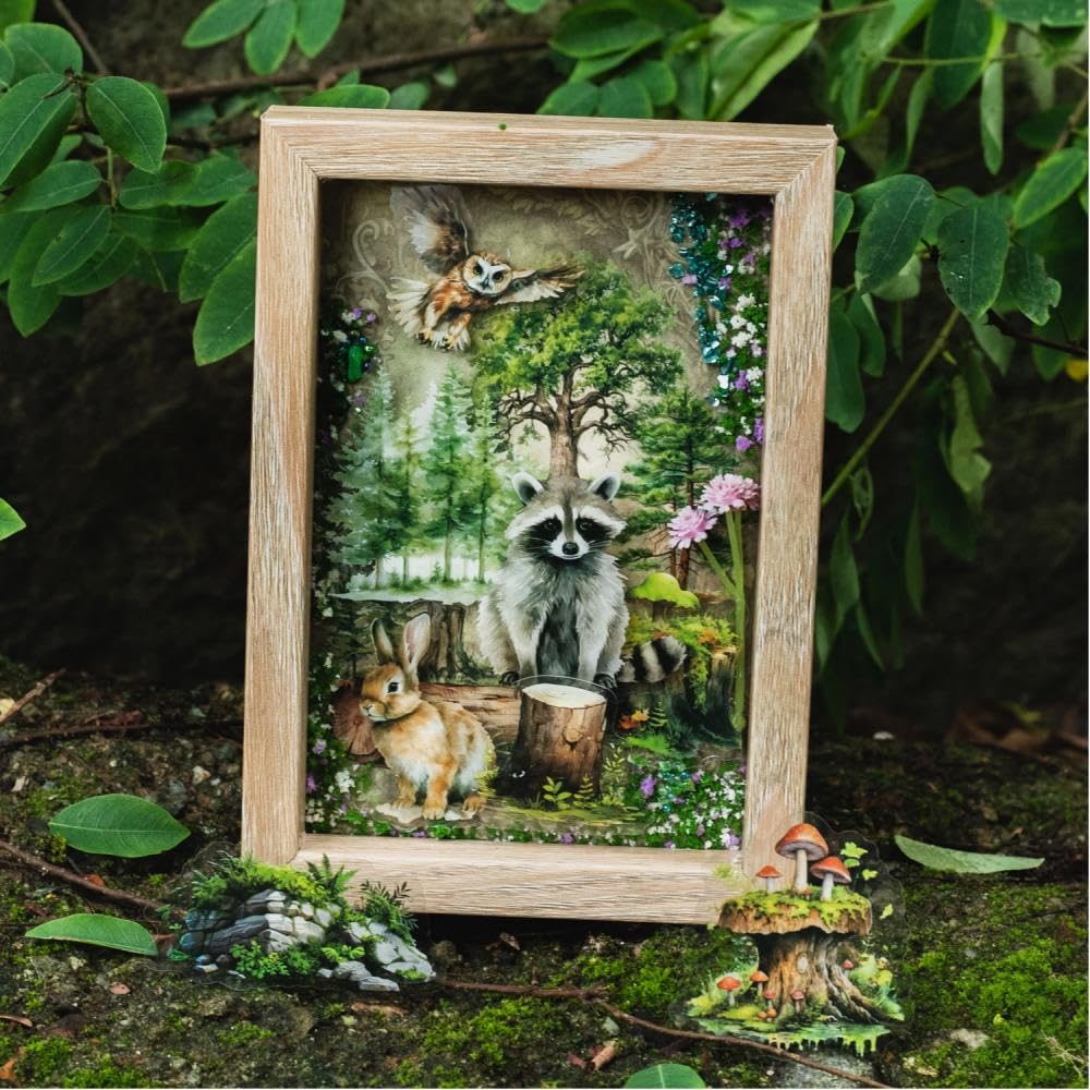 150 szt. naklejek PET z krajobrazem lasu do dziennika i scrapbookingu