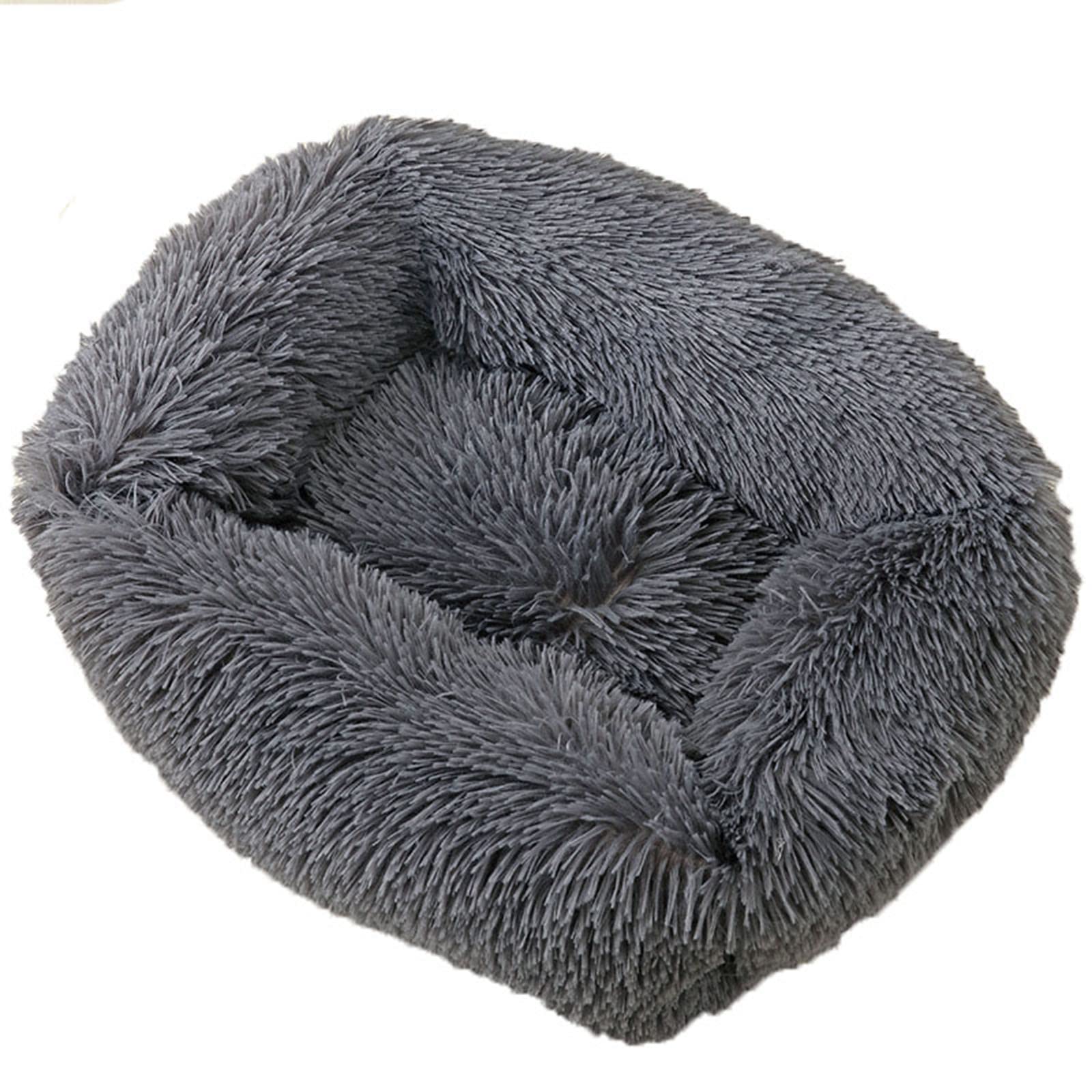 Zoomlie calming dog bed large washable cuddler bed fluffy plush warm comfy pet bed rectangular cat bed soft deep sleep dog bed for small medium large dogs cats (XXL(110 * 90 * 18cm),Dark Grey)