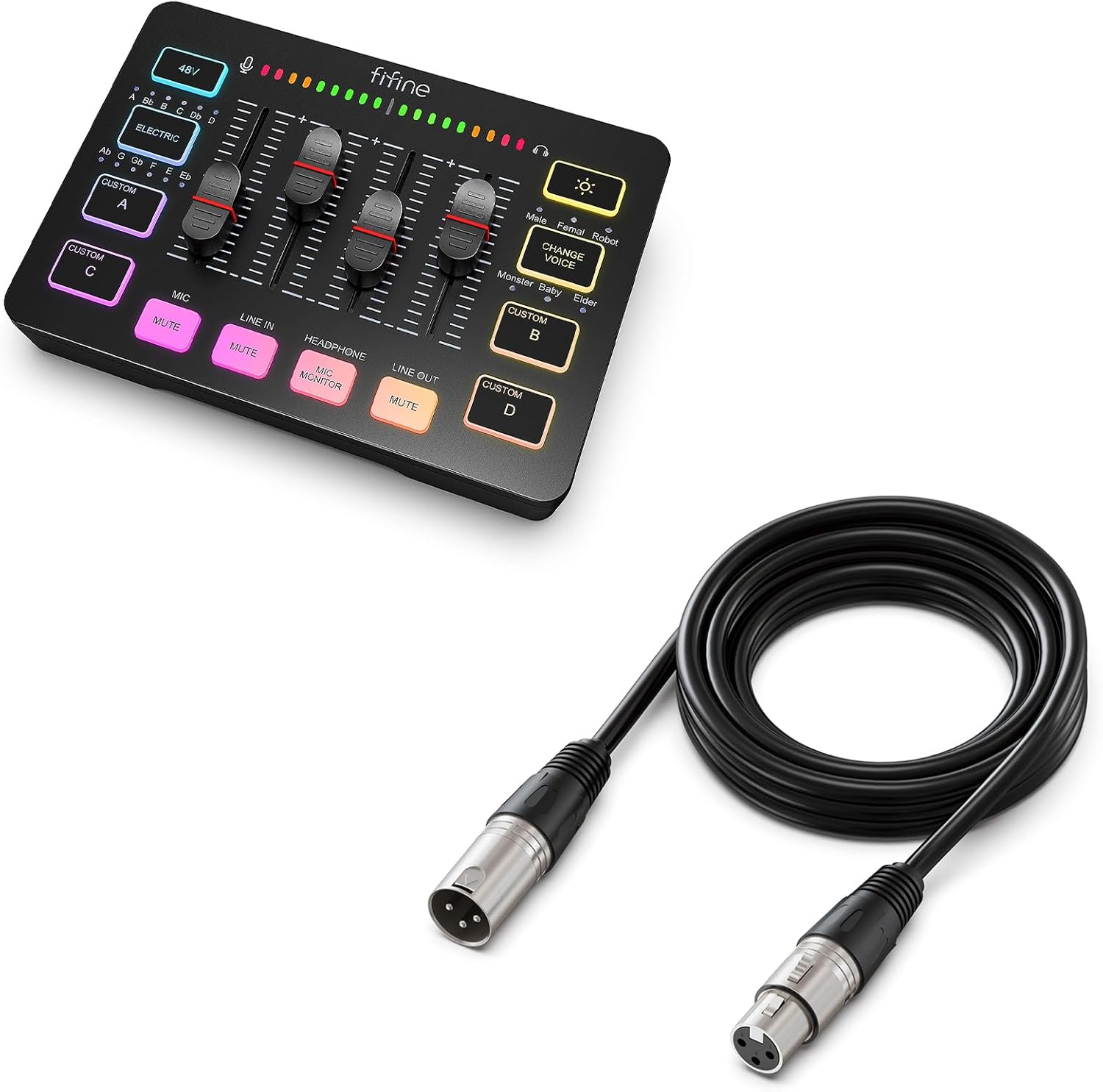 Amazon.com: FIFINE Gaming Audio Mixer with XLR Cable Bundle, Streaming ...