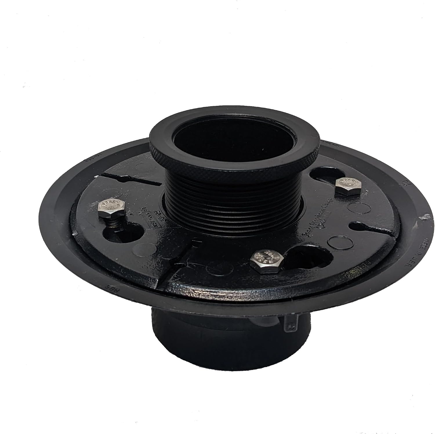 SereneDrains 2 Inch Cast Iron Shower Drain Base for Linear Square Shower Drains Floor Flange Gasket Extension Kit Assembly Pipe Threaded Adjustable Hub Rubber Adapter (Cast Iron + Rubber Fitting)