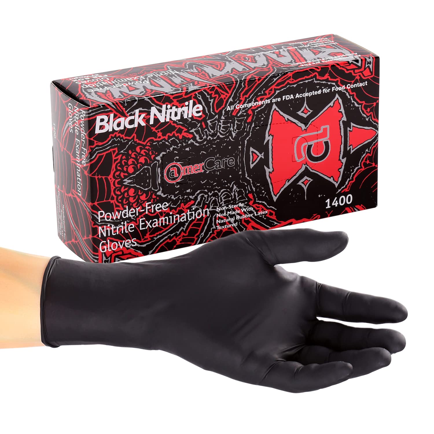 Amazon.com: AmerCareRoyal Black Widow Nitrile Latex Free