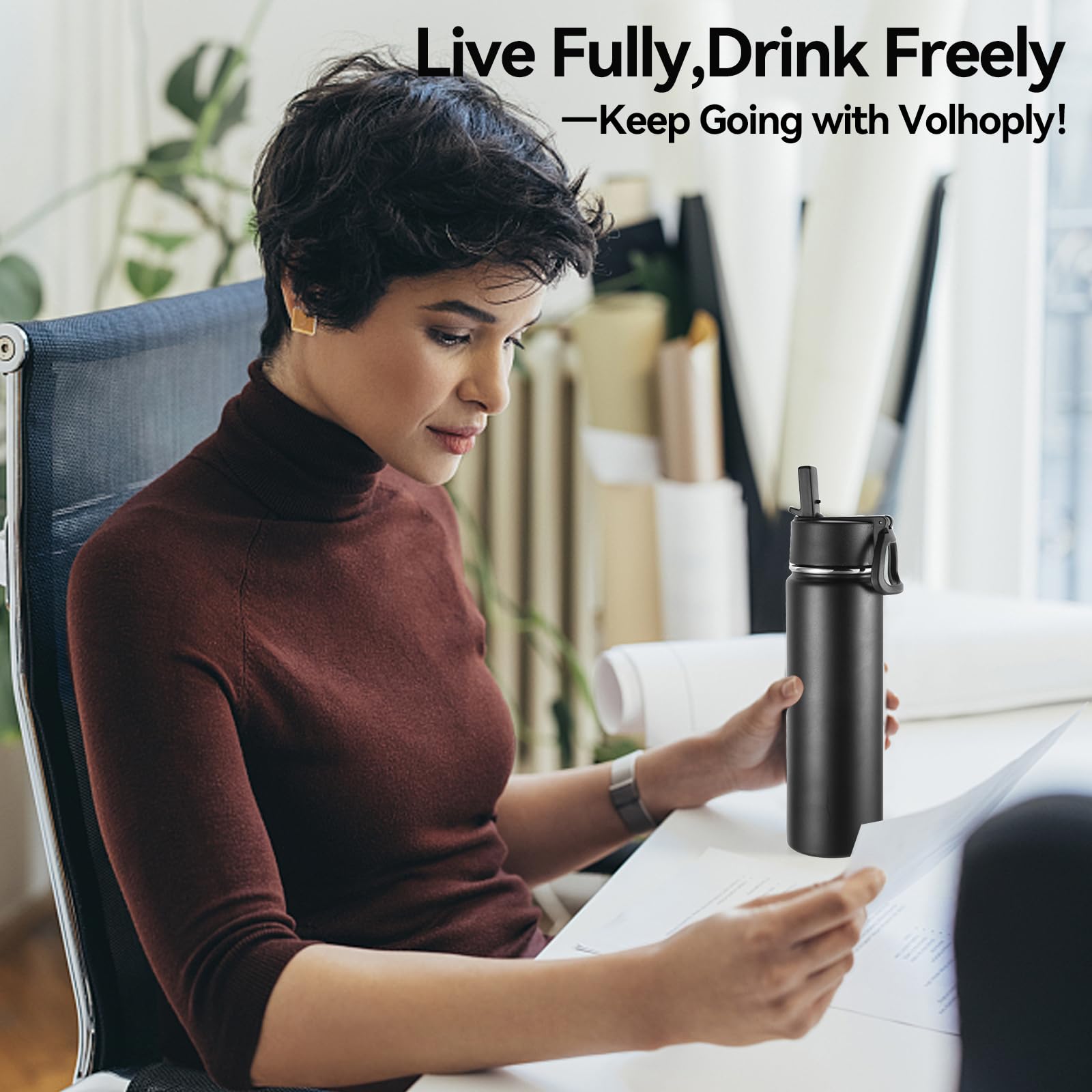 22 oz Water Bottle (Black,4)