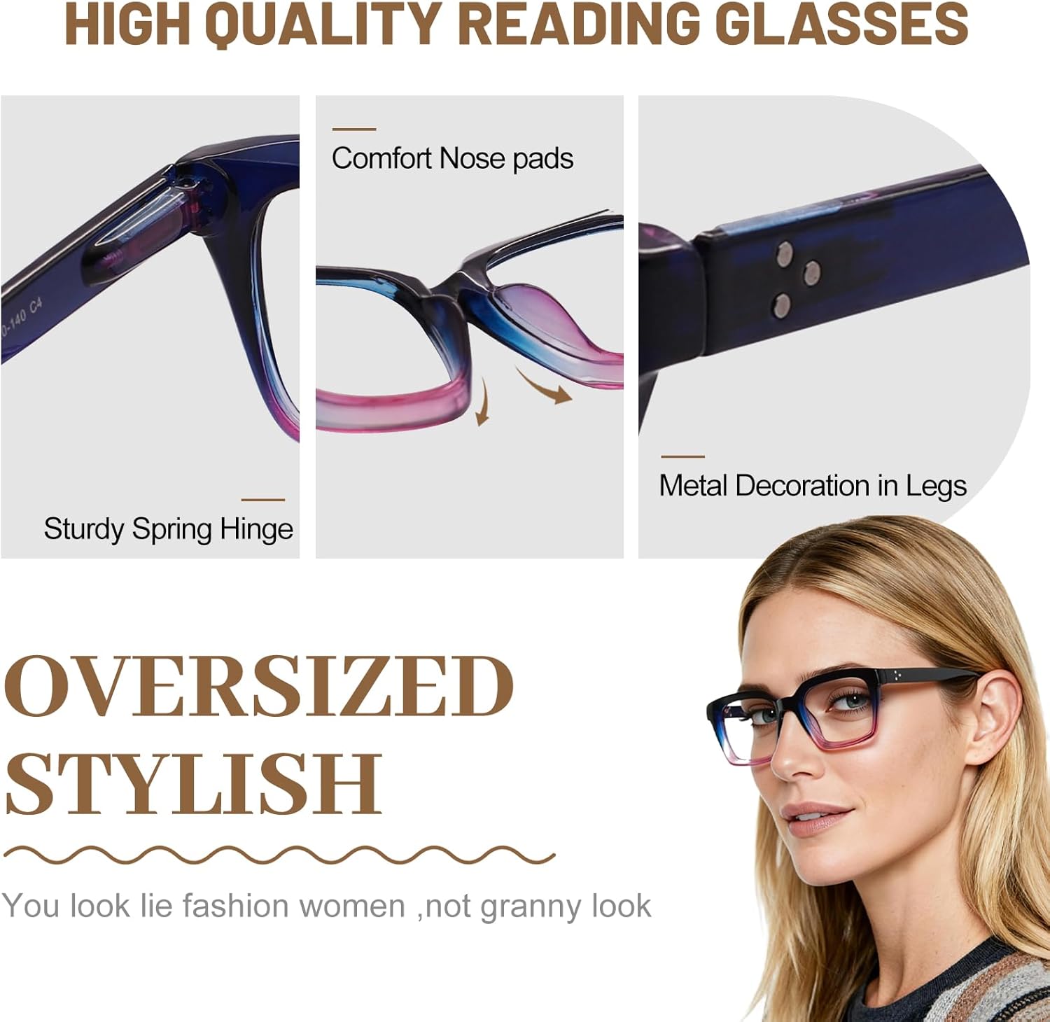 OCCI CHIARI 1.5 Reading Glasses Women Durable Reader 150(1.0 1.25 1.5 1.75 2.0 2.25 2.5 2.75 3.0 3.5 4.0) - Image 4