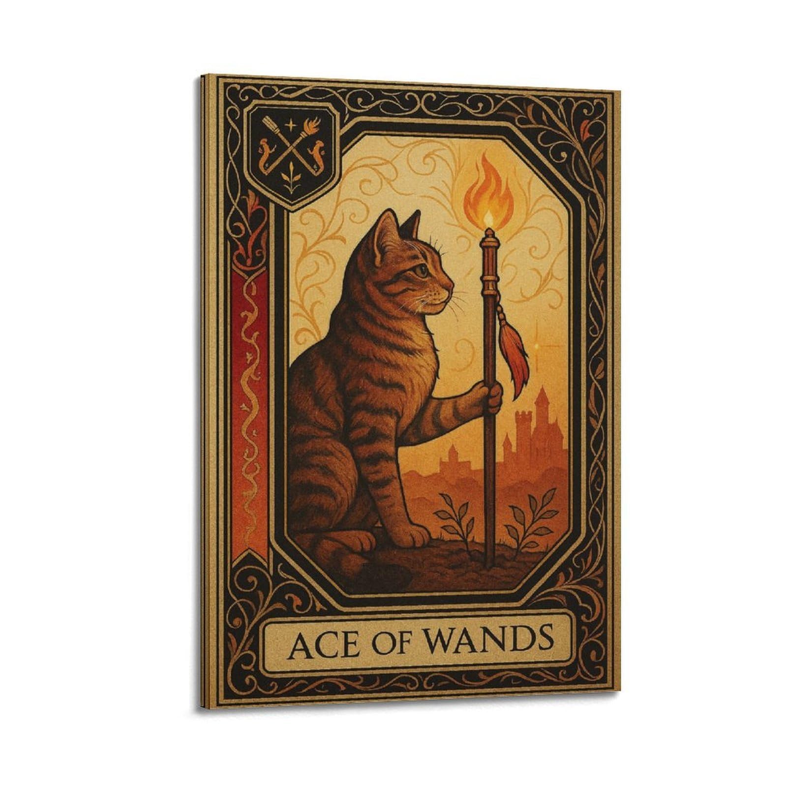 XKUGA Medieval Astrology Tarot Ace of Wands Poster Modern Decorative Canvas Prints - Ideal Wall Art for Family, Man Cave, Game Room, Boys & Girls Bedroom 20x30inch(50x75cm)
