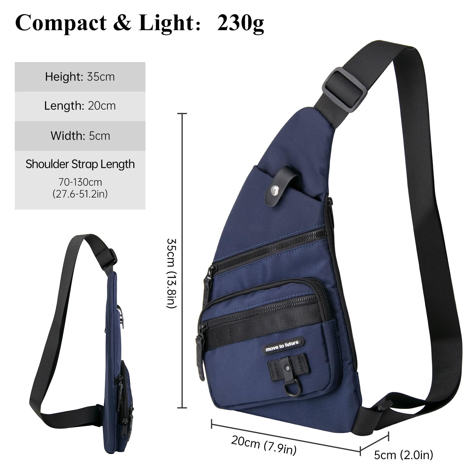 Long Keeper Chest Bag Sling Bag for Men Women, Travel Crossbody Backpack Mens Shoulder Bag Waterproof Personal Pocket Bag Slim Lightweight Gym Cycling Bag - Image 2