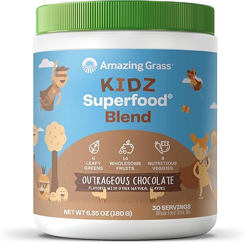 Miniatura 8 de Amazing Grass Kidz Superfood - Batido superalimento para niños Proteína vegana y probióticos para niños con 12 taza de hojas verdes