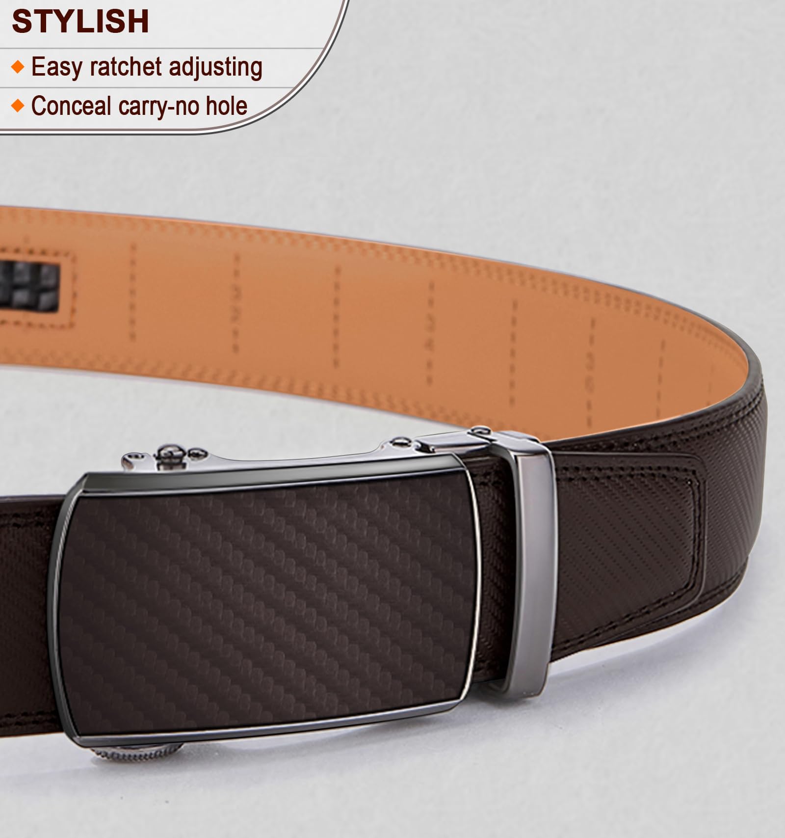 BULLIANT Cintura Uomo, Cintura Pelle Uomo Cricchetto Automatica Fibbia 35mm,Trim Regolabile per Adattars