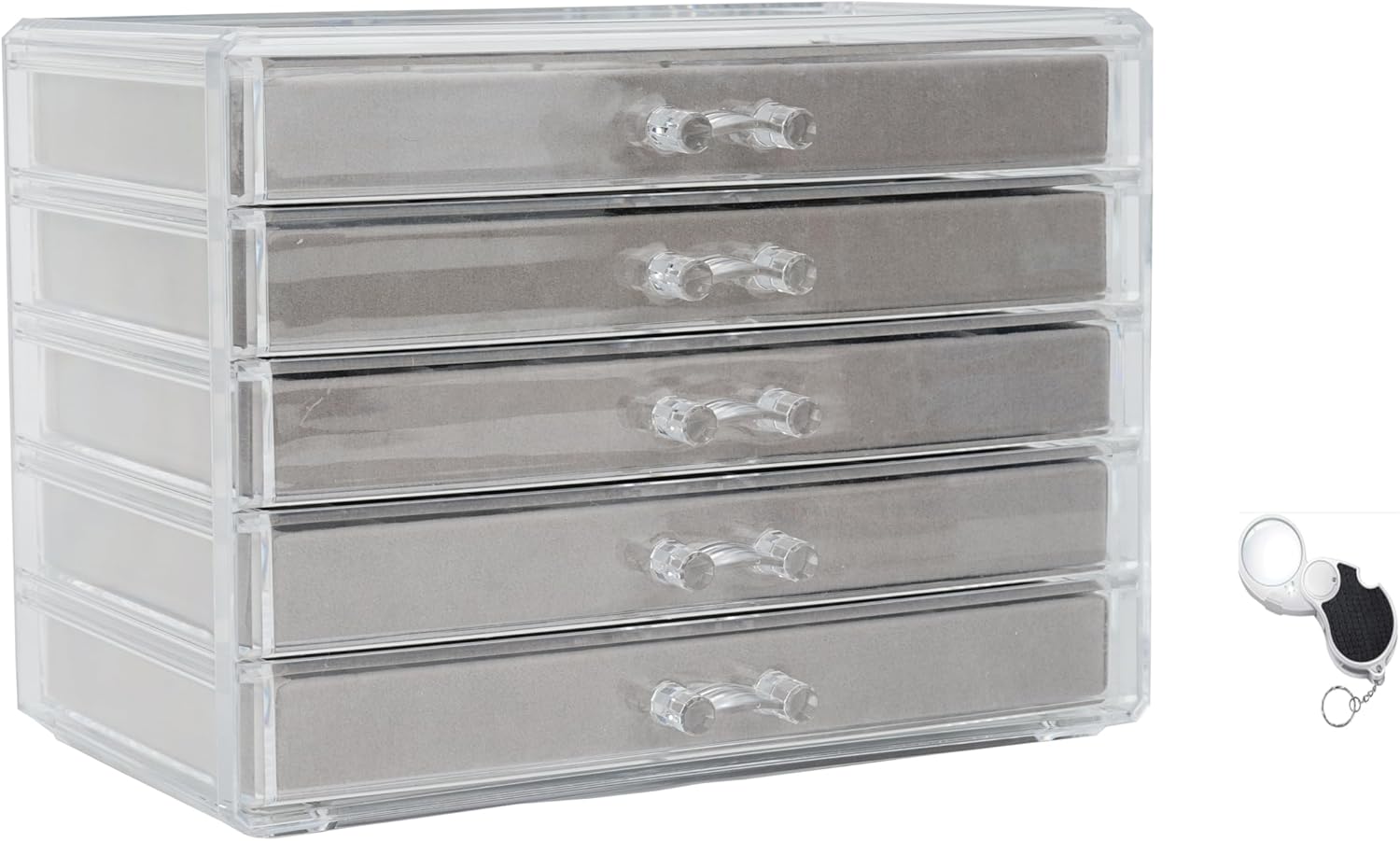 IRSTBL - Rock Collection Display Case - 90 Grid Crystal Shell Storage Box - Mineral Collection Display Cabinet with 5 Drawers