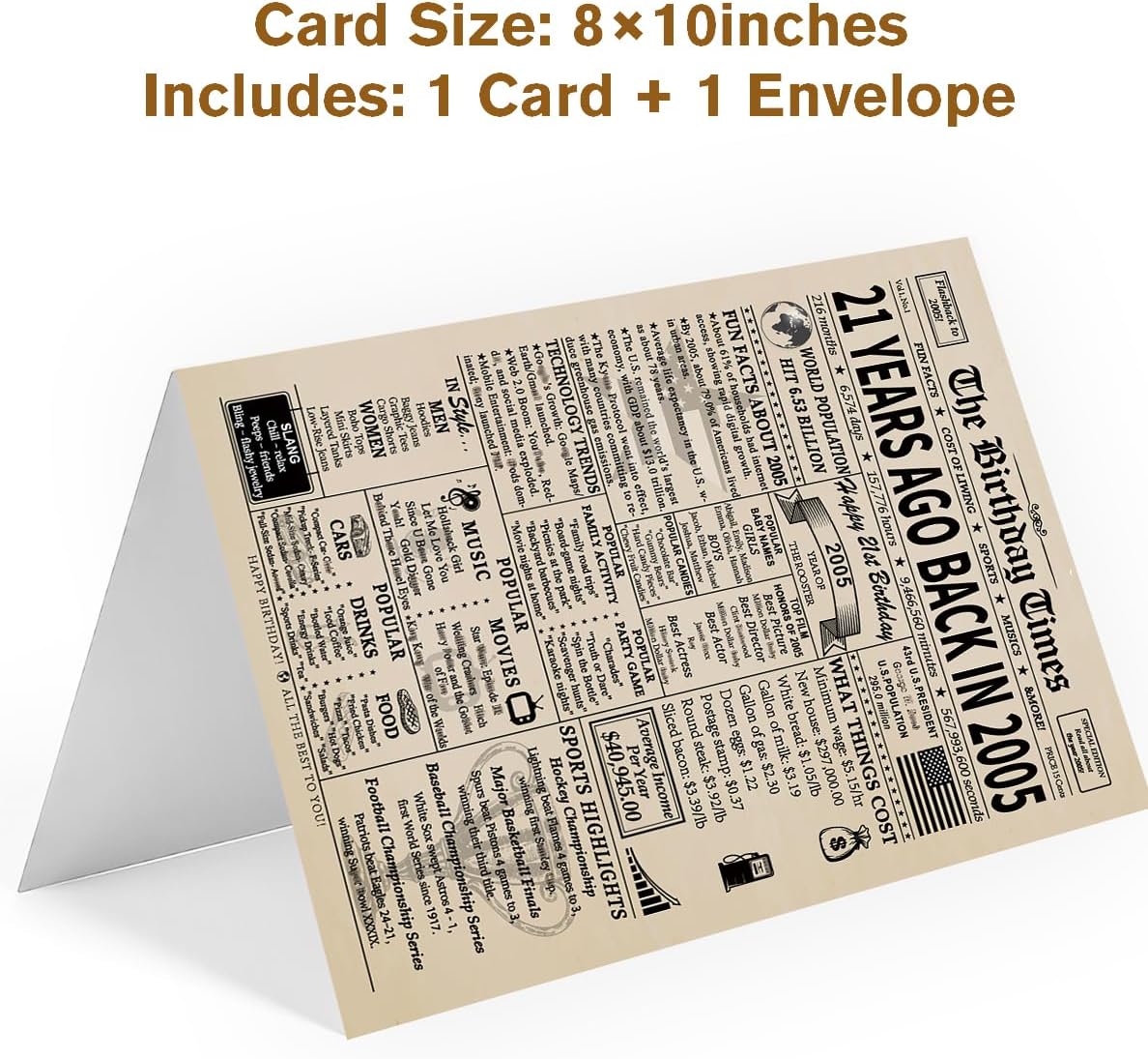 Happy 21st Birthday Card Gifts Decorations for Women Men Her Him | Funny Happy Unique 21 Year Old Gifts Ideas | Back In 2005 - Image 2