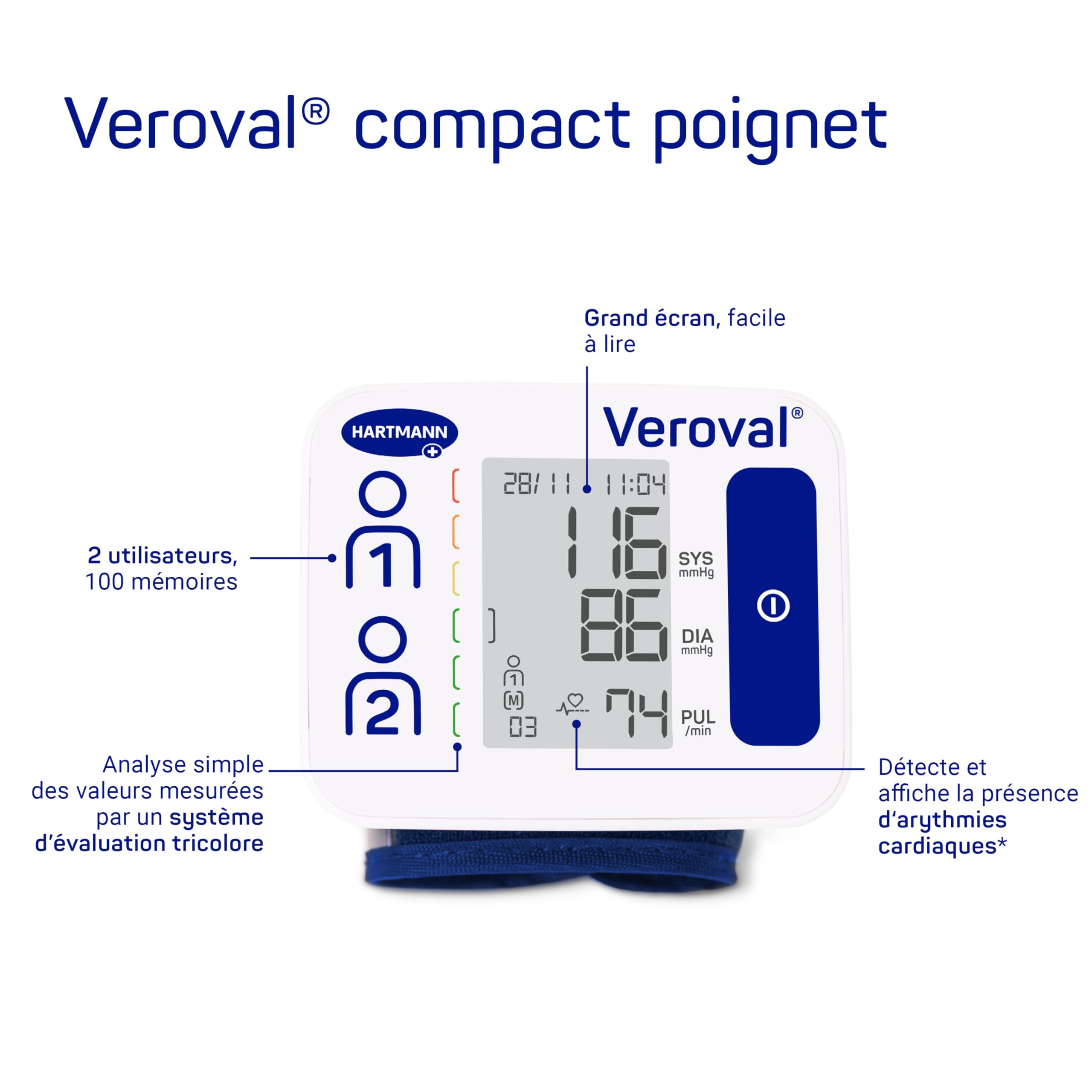 Hartmann Veroval - Tensiómetro de muñeca compacto