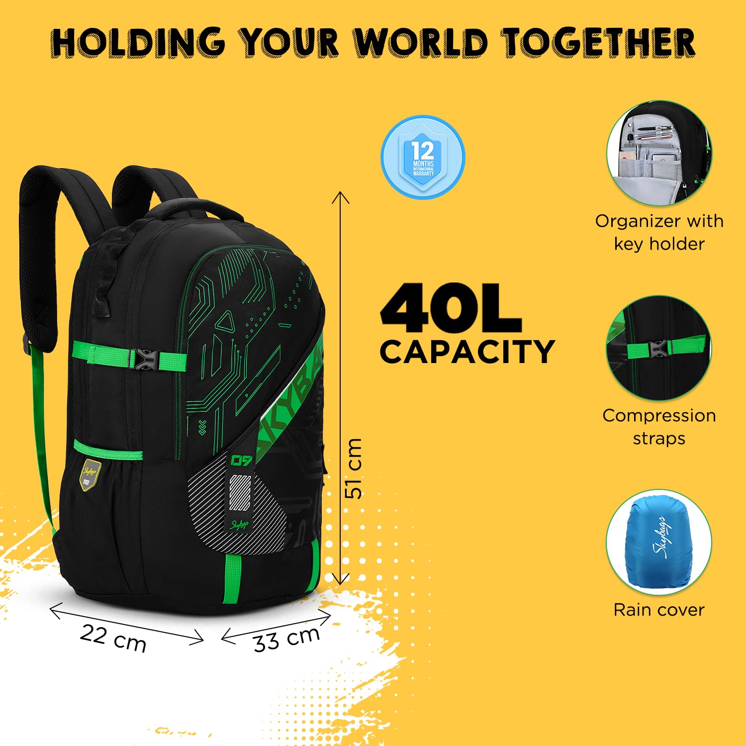 Skybags Vesper Spacious 40L Laptop Backpack (15.6"), 3 Compartments — Amazon image 4