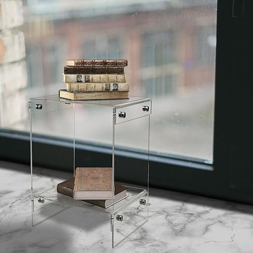 Miniatura 7 de Mesa auxiliar de acrílico, mesa auxiliar de acrílico para espacios pequeños, mesita de noche transparente para oficina, mesa auxiliar transparente