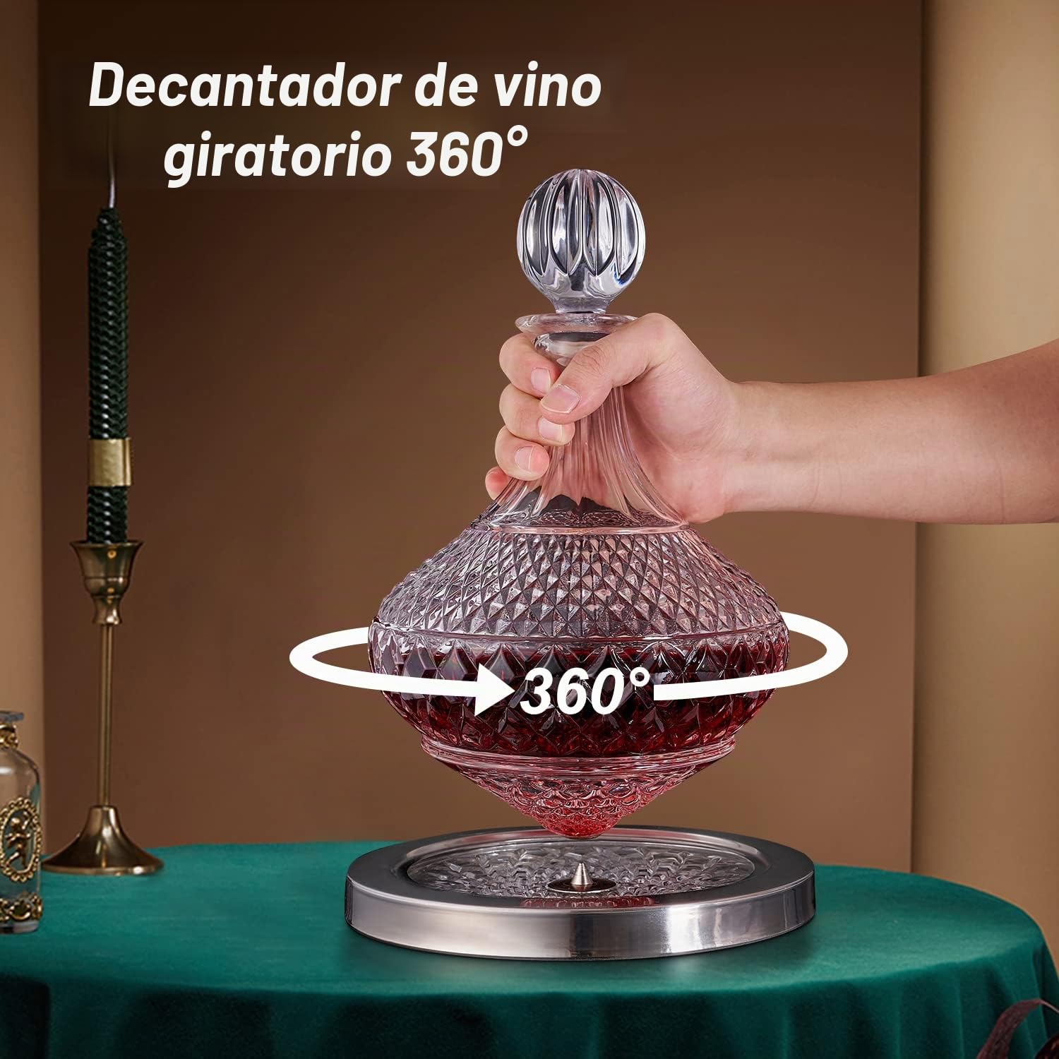 Decantador de vino giratorio con tapa, exclusivo decantador de vino de cristal + caja de regalo de lujo, decantador para vino, buen regalo para hombres y mujeres en el día especial