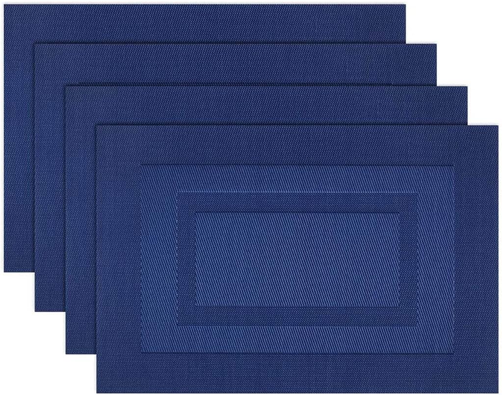 8-Piece PVC Placemat Set Navy Blue Table Mat Set Thanksgiving Picnic Barbecue Party