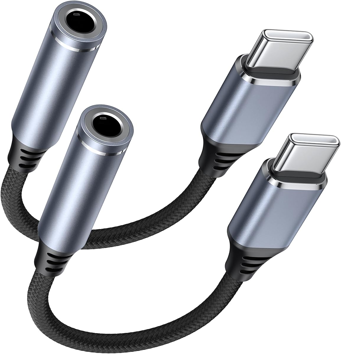 2 Pack USB-C to 3.5mm Audio Headphone Jack Adapter for iPhone 17 16 15 Pro Max Plus, Type C to Headphone Jack Dongle Compatible with iPad, MacBook