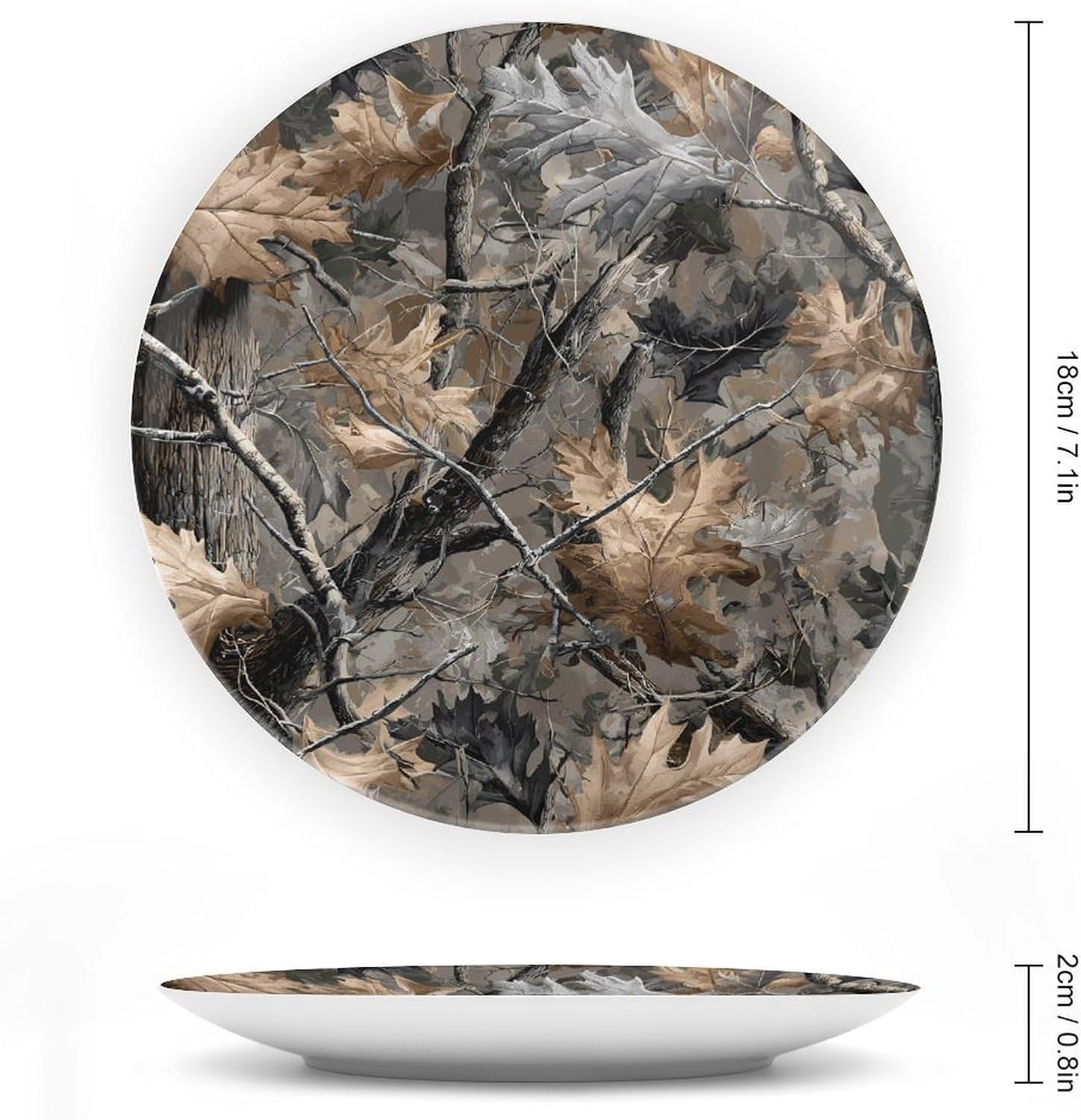 Brown Camouflage Hunting Wilderness Decorative Plates for Display Ceramic Plate Tray with Stand Hanger Home Decor