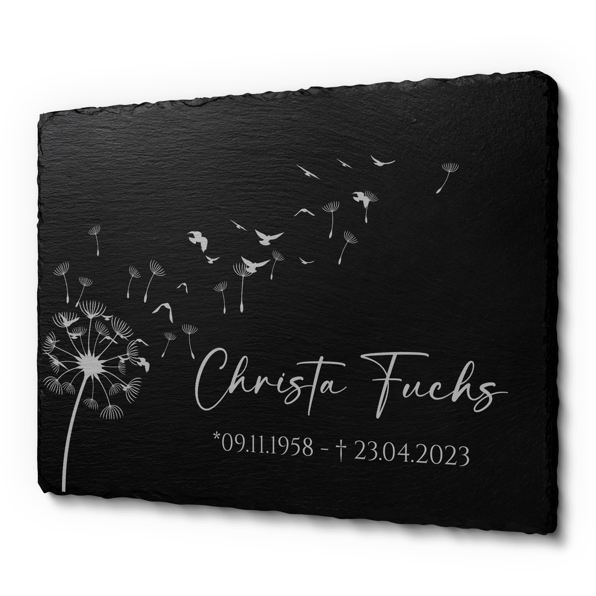 CHRISCK design Grabstein für den Außenbereich für Deinen Lieblingsmenschen | Gedenkstein Gedenktafel aus Schiefer | gestalte Dein Grabplatte ganz einfach selbst